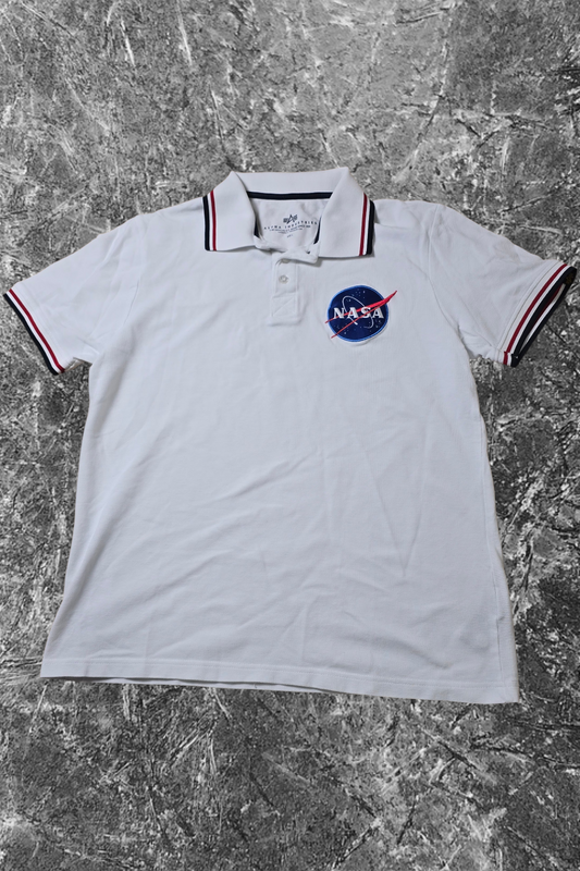 Alpha Industries x NASA Polo Shirt – Weiß | Größe L