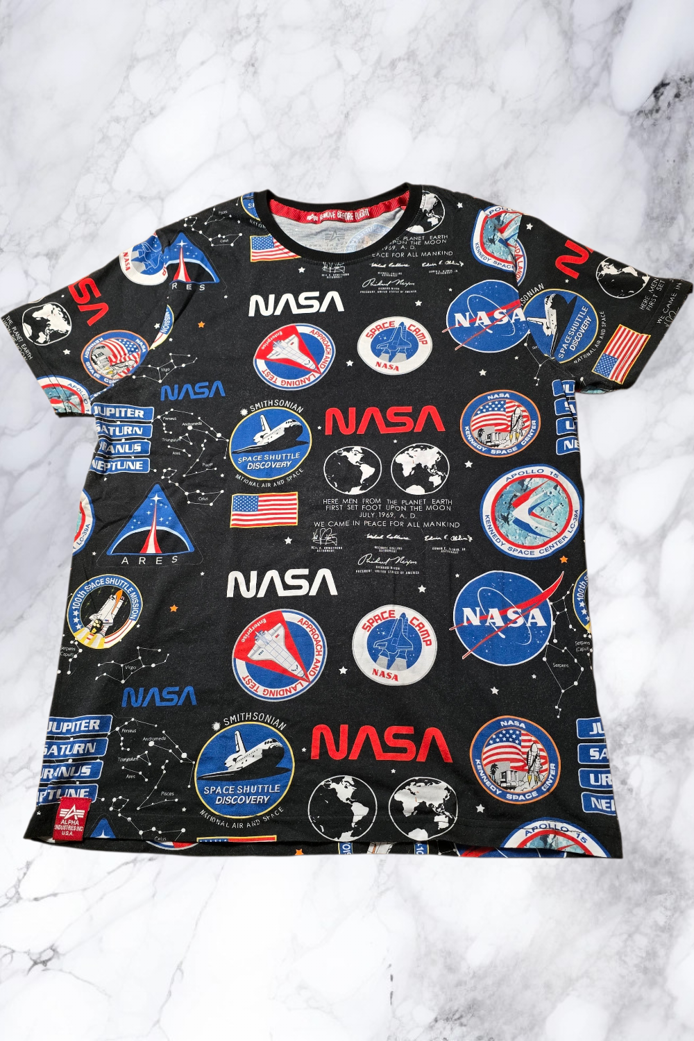 NASA T-Shirt – Allover Print – Größe M