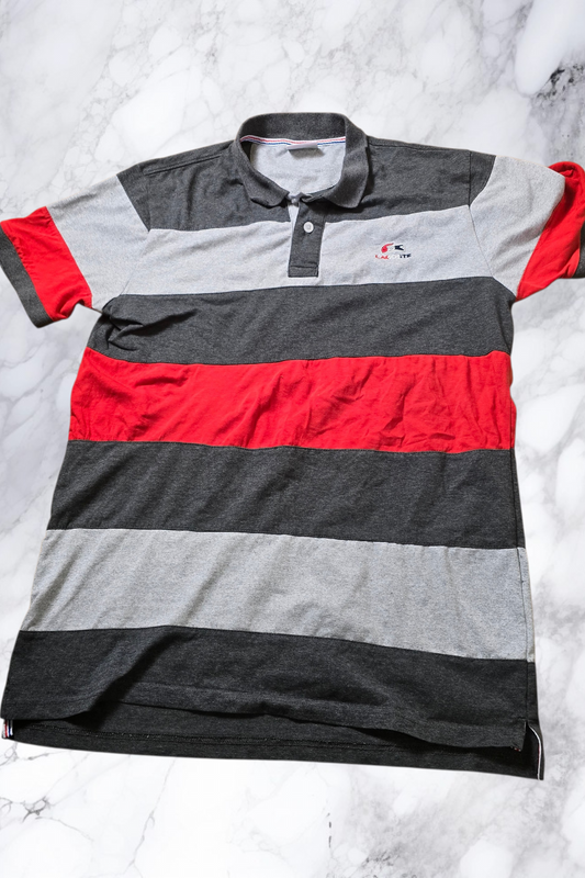Lacoste Polo Shirt – Grau/Rot | Größe XL