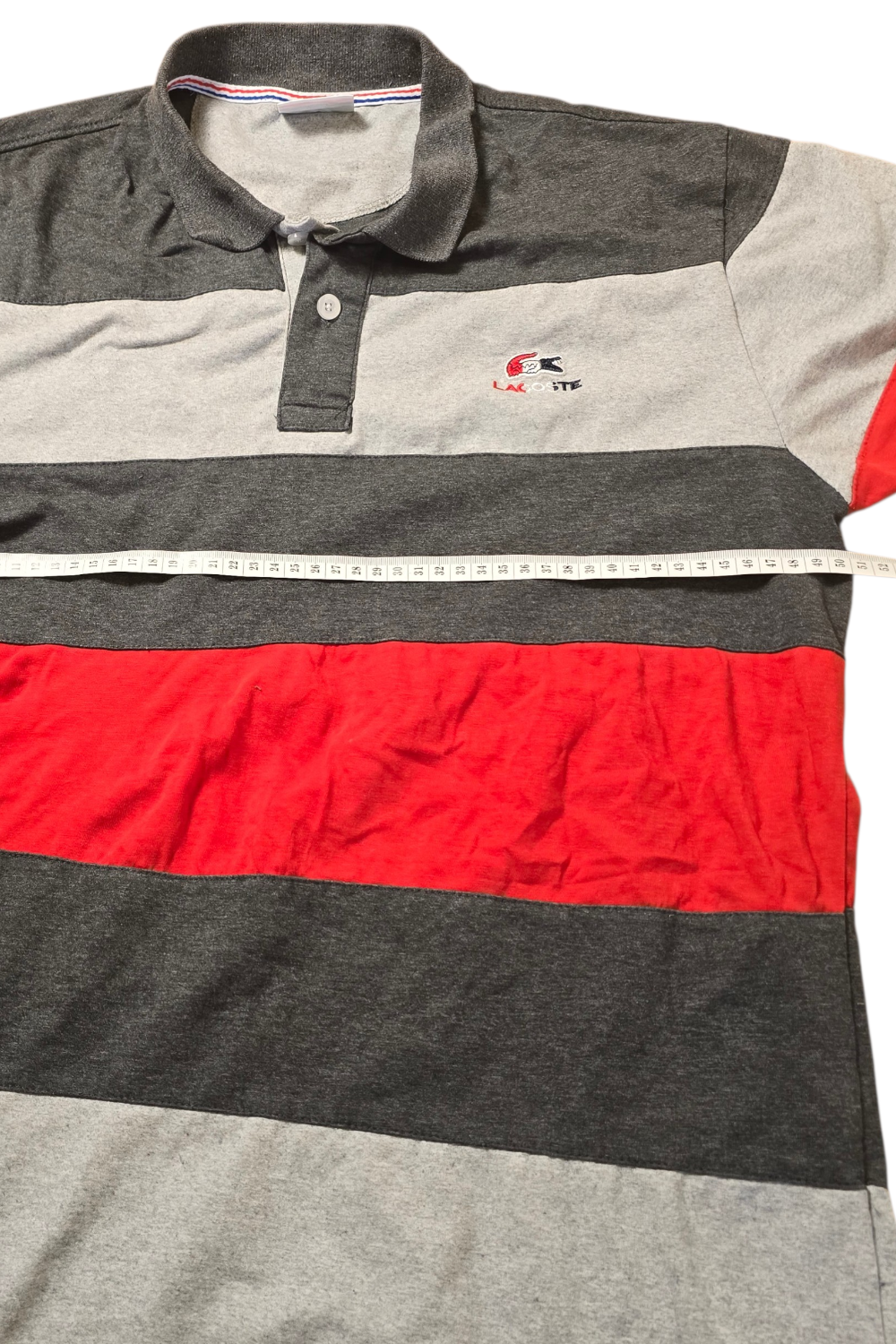 Lacoste Polo Shirt – Grau/Rot | Größe XL